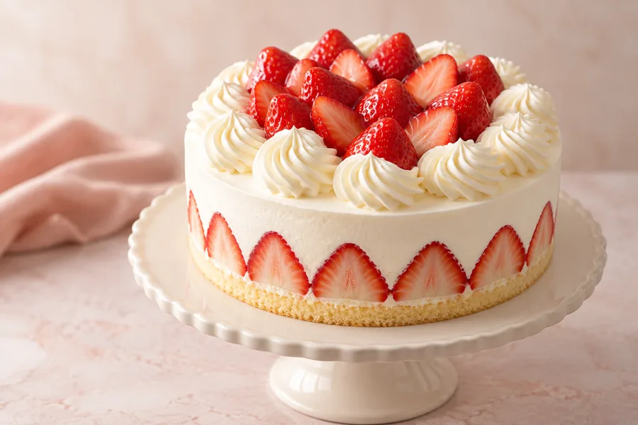 いちごと生クリームのホールケーキ
